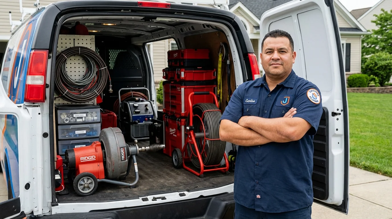 Professional drain cleaning equipment and Johns Plumbing LLC plumber in Pierz