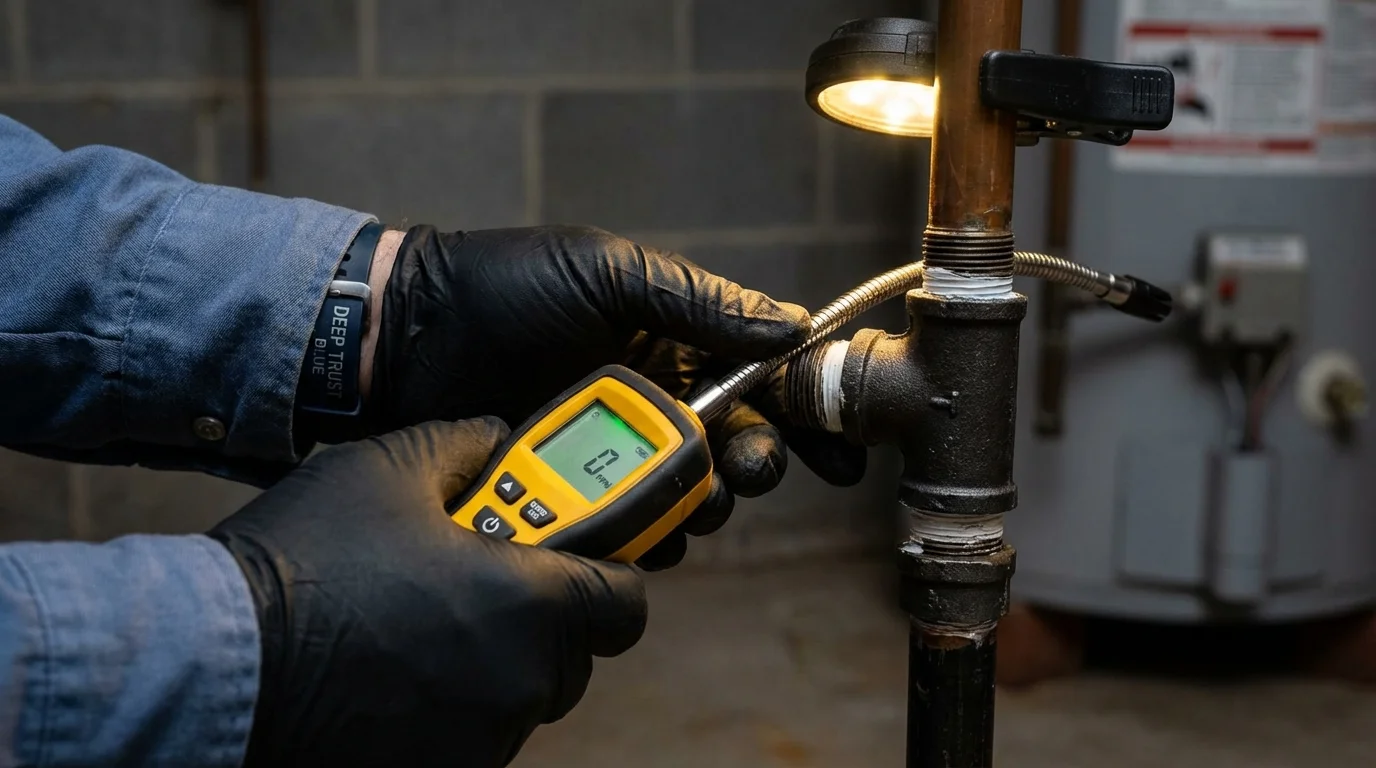 Gas leak detection with electronic sniffer by Johns Plumbing LLC in Pierz